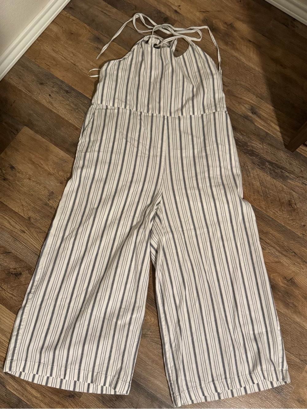 World Market Striped Halter Wide-Leg Jumpsuit